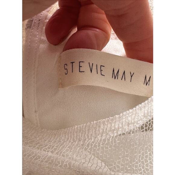 Stevie May Cosmic Currents Gold Embroidery Starry White Top M - Picture 5 of 10